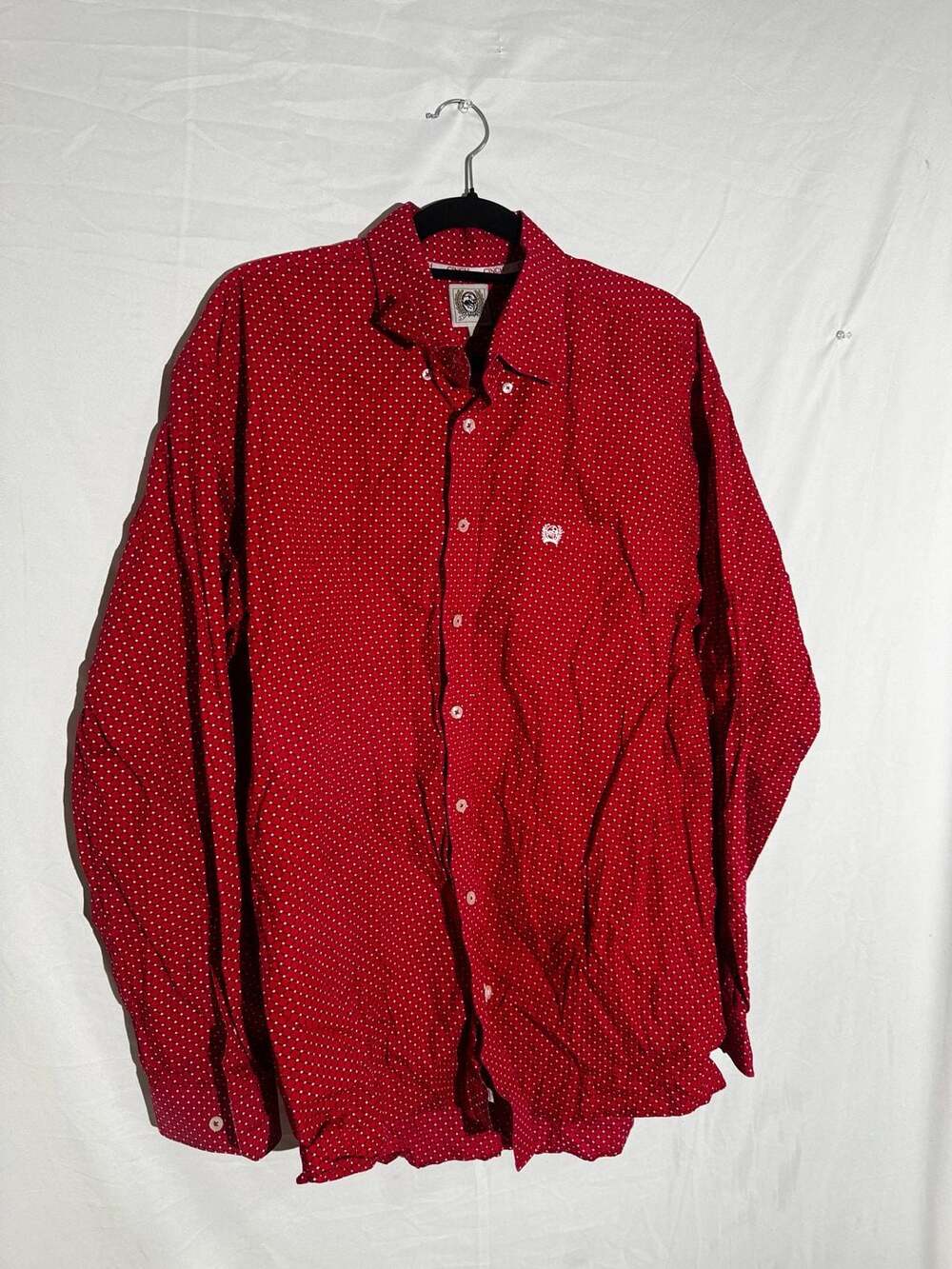 Cinch Vintage Red Geometric Print Western Button Down Shirt Mens Large Long Slee